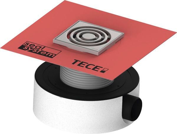 TECE TECEdrainpoint S 114 Ablaufset superflach mit werkseitig angebrachter Seal System Dichtmanschette