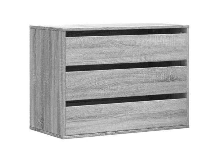 Kommode Grau Dab Sonoma 80x41x58cm aus Holzwerkstoff 3 Schubladen 3 Schubladen, Ausstellungsplatte, Latte Pflege, Wetterfest, modernes Design, stabile Konstruktion
