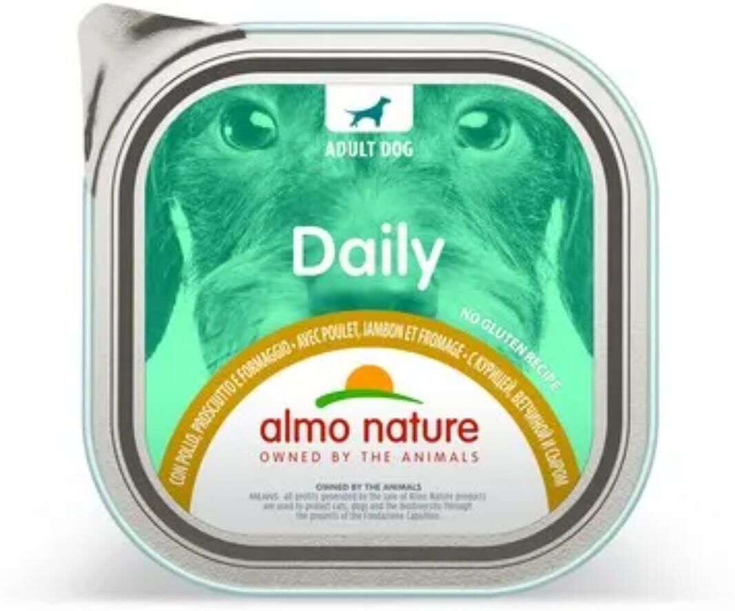 Kit Risparmio 18x300G Vaschette Almo Nature Dog Daily POLLO PROSCIUTO E FORMAGGIO