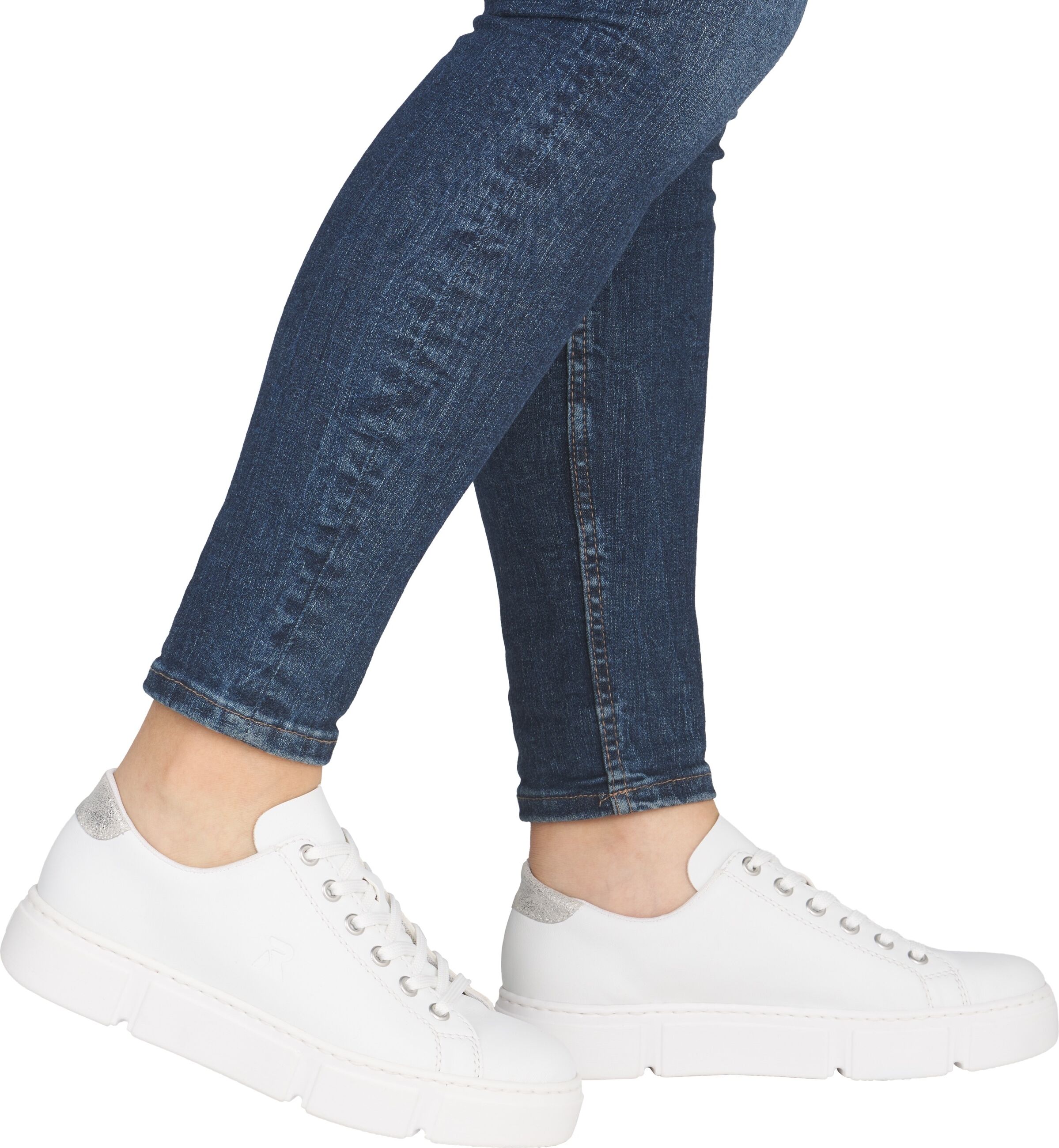 Plateausneaker RIEKER, Damen, Gr. 39, Textil, weiss (weiß), Lederimitat, Schuhe Plateausneaker, in monochromer Optik, Freizeitschuh, Halbschuh, Schnürschuh weiß 39, Textil