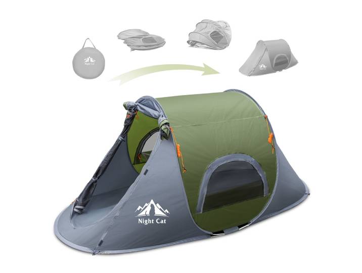 Tente de camping pop-up Night Cat : tente pour 1 personne, imperméable, installation instantanée et facile, tente d'extérieur pour le camping, la pêche, la randonnée, la chasse