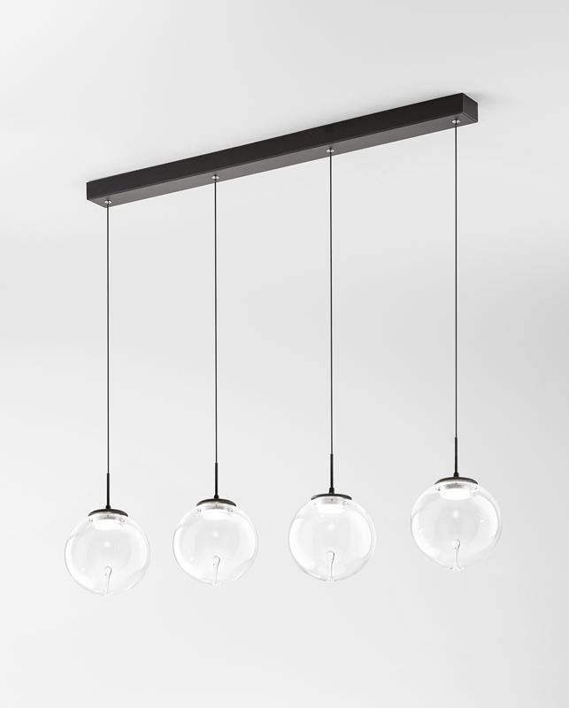 Fabas Luce LED-Pendelleuchte Ariel Schwarz transparent Tropfen 3770-48-372 8019282547150