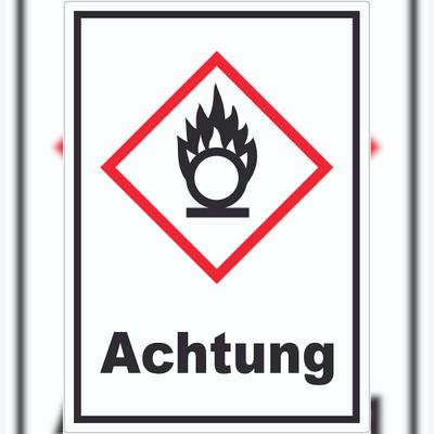 HB-Druck Aufkleber Entzündend wirkend Achtung Brandfördernd Flamme A7 (74x105mm)