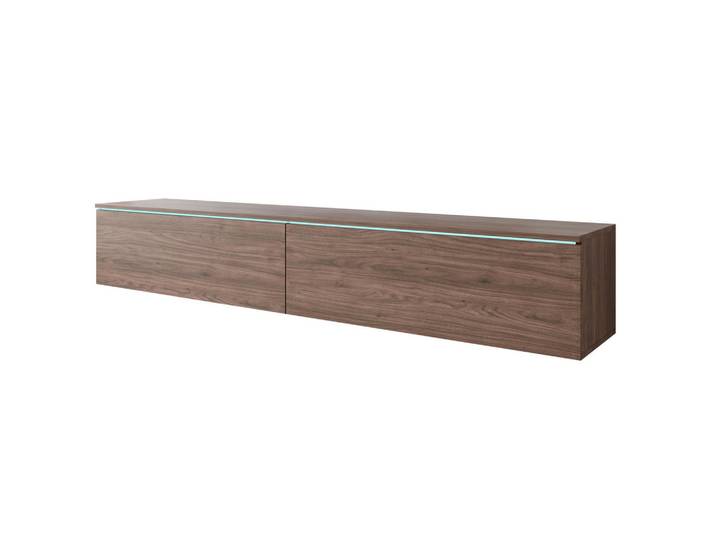 P & B Lowboard, Nussbaum, Kunststoff, kaltweiß, 180x30x33 cm, stehend, hängend, Beleuchtung, Wohnzimmer, Wohnwände, Lowboards, Lowboards stehend