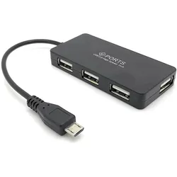 4 Port Micro USB 2.0 OTG Hub schwarz