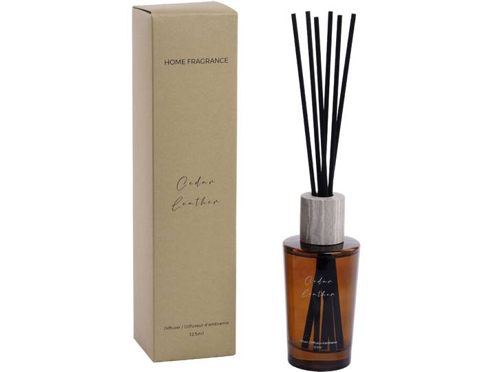 Raumduft Nathalie Cedar Leather 125ml beige - Material: Glas, Marmor, Rattan - Raumduft