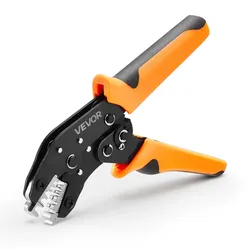 VEVOR Crimpzange Ratschenfunktion 0,25-4 mm2, Kabelschuhzange mit Klaren Metrischen & AWG-Markierungen, Schnellverschluss, Presszange Einstellbarer Anpressdruck für Mehrere Anschlüsse