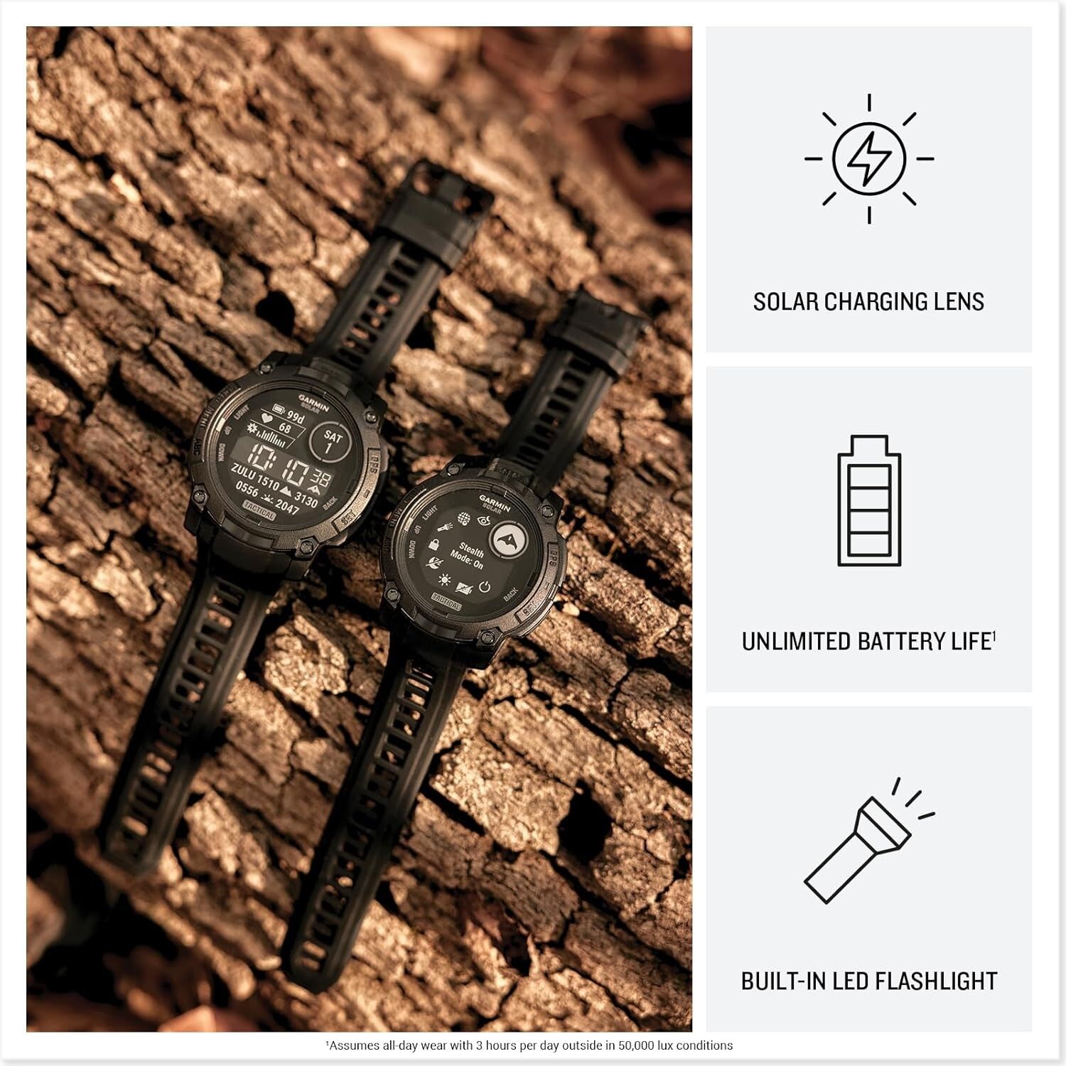 Garmin Instinct 3 Tactical Edition Solar Smartwatch 45mm Black