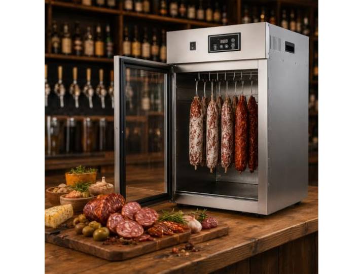 Trockenschrank, Dry Ager Reifeschrank, Reifeschrank, Wursttrockner Einstellung 0–90 °C, mit LED-Bedienfeld und 14 Haken, 7,5 kg Kapazität, Edelstahl, für Trockenfleisch, Speck, Würste, Früchte