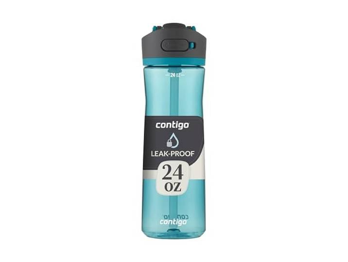 Contigo Ashland 2.0 Auslaufsichere, spülmaschinenfeste Wasserflasche mit Deckelverschluss und abgewinkeltem Strohhalm, austauschbarer Deckel, 680 ml, Wacholder