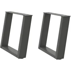 Helloshop26 - Set mit 2 verstellbaren U-förmigen Couchtischbeinen 50 x 43 cm modernes Design klare Linien anthrazitfarbener Stahl 02_0057050