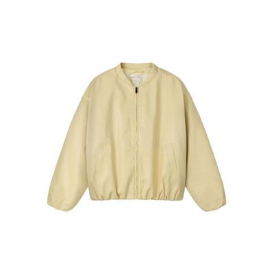 Bomberjacke ANOTHER COTTON LAB "Another Cotton Lab Another Bomber Jacket", Damen, Gr. S, beige (gelb), 100% Nylon, unifarben, normal, amerikanischer Ausschnitt, Jacken Bomberjacke