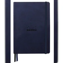 Rhodiarama, Goalbook Creation A5 mit festem Umschlag, 80 Blatt glattes, schwarzes Mayapapier punktkariert/dot 120g- Mitternachtsblau 194449C