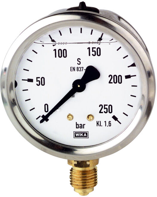 Riegler Manomètre glycériné, acier CrNi, G 1/2 bas, 0 - 400,0 bar, Ø 100 (735-C)