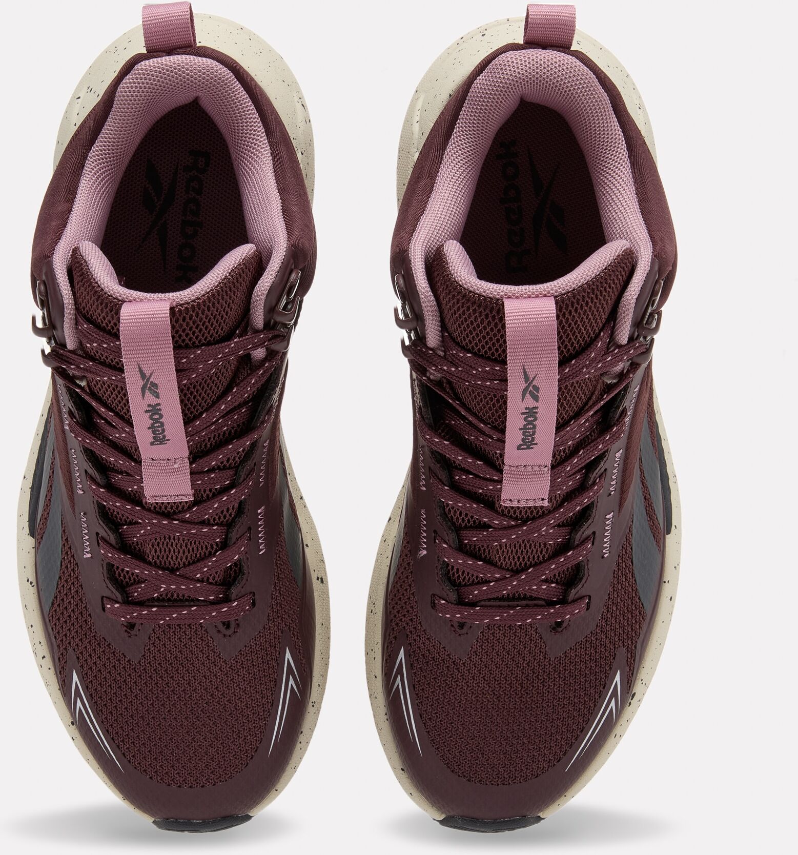 Walkingschuh REEBOK "REEBOK BASE TRAIL MID", Damen, Gr. 36, braun (schwarz cocoa, infused lila, linen), Synthetik, Textil, Schuhe Walkingschuh schwarz cocoa, infused lila, linen 36