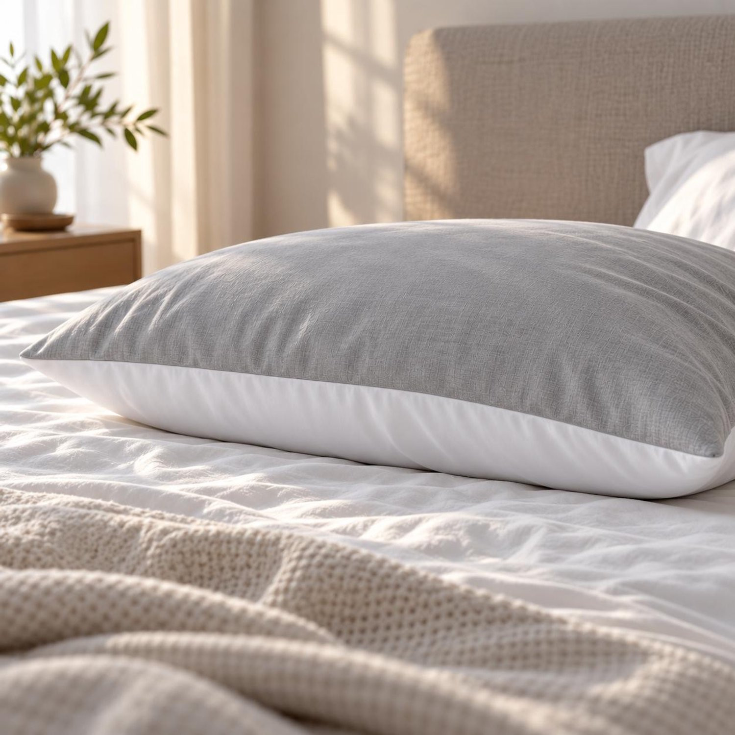 Slowwave NightBreeze DualSense kussensloop - Lichtgrijs/wit - 60 x 70 cm