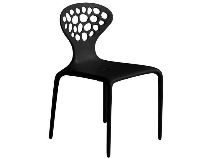 MOROSO ensemble de 4 chaises avec le dos perforé SUPERNATURAL (Noir - Polypropylène)