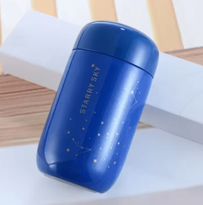 Inspire Curations Starry Sky Mini Thermos Bottle 200ML Stainless Steel Leakproof Coffee Flask blue