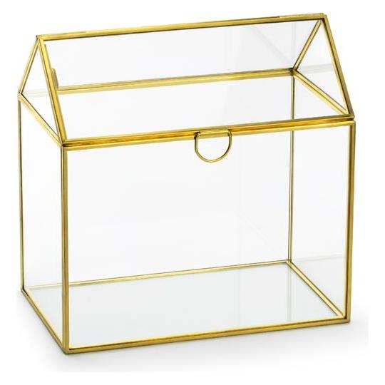 Partydeco Glass Gift Card Holder, gold, 13x21x21cm (1 pkt / 1 pc.) (1x) (39405292)