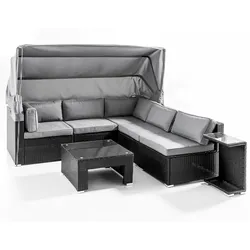 Hardin 1fachgut 20-tlg. Loungegarnitur "Como" mit Sonnendach & 1 Beistelltisch, ca. 203,5 x 191,5 x 164 cm