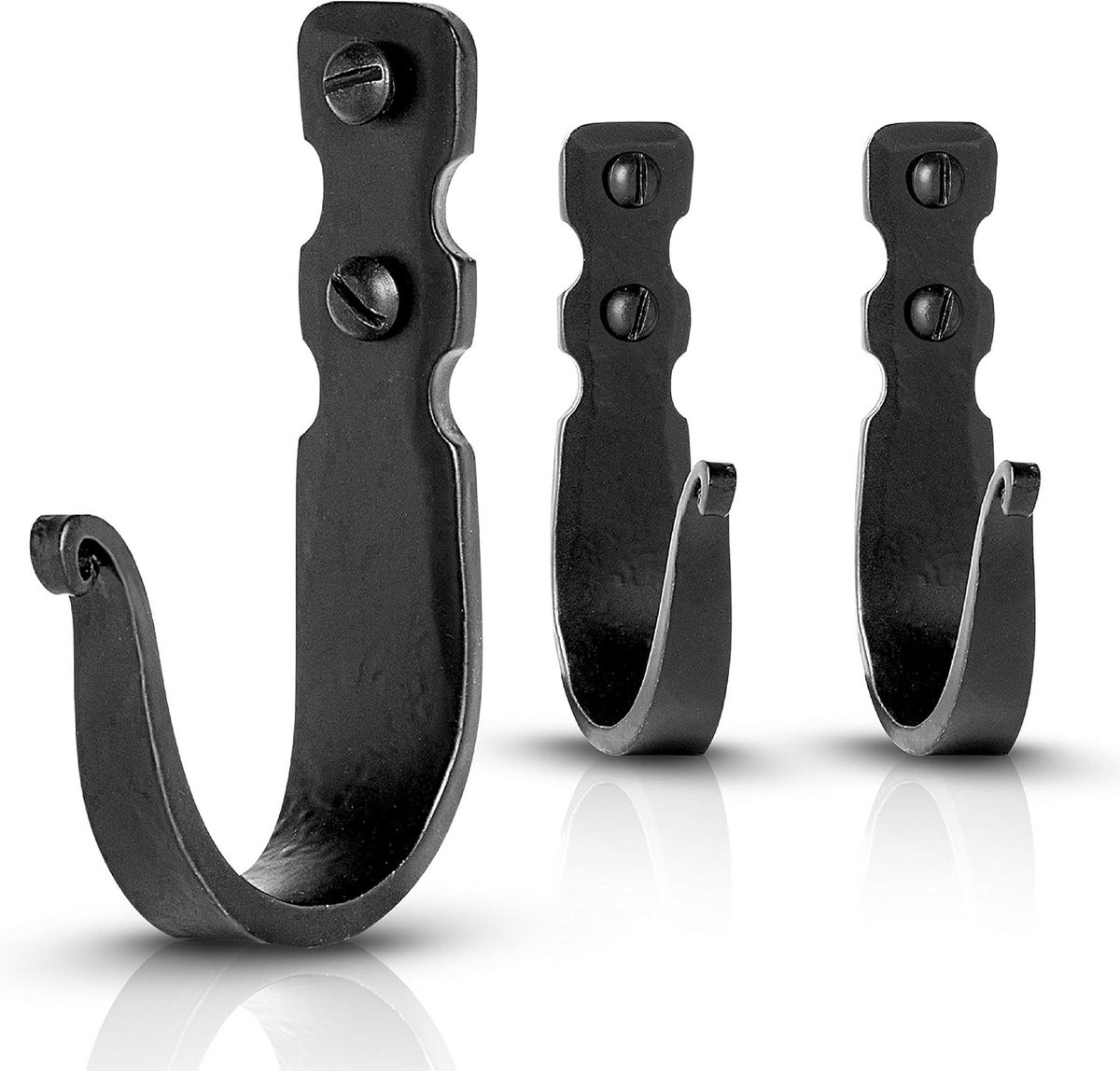 Set van 3 handgemaakte smeedijzeren wandhaken voor ophangen
