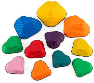 Costway 11 Pieces Kids Stepping Stones Stackable Balance Blocks Indoor Outdoor-Multicolor