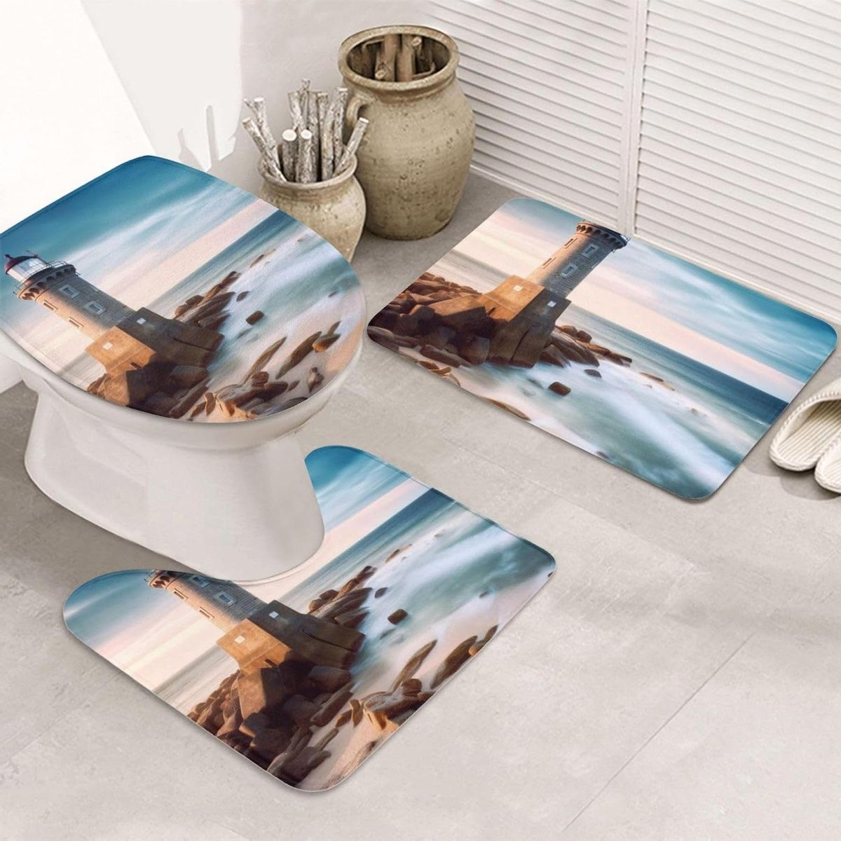 3-delige zwarte badmat set voor je badkamer