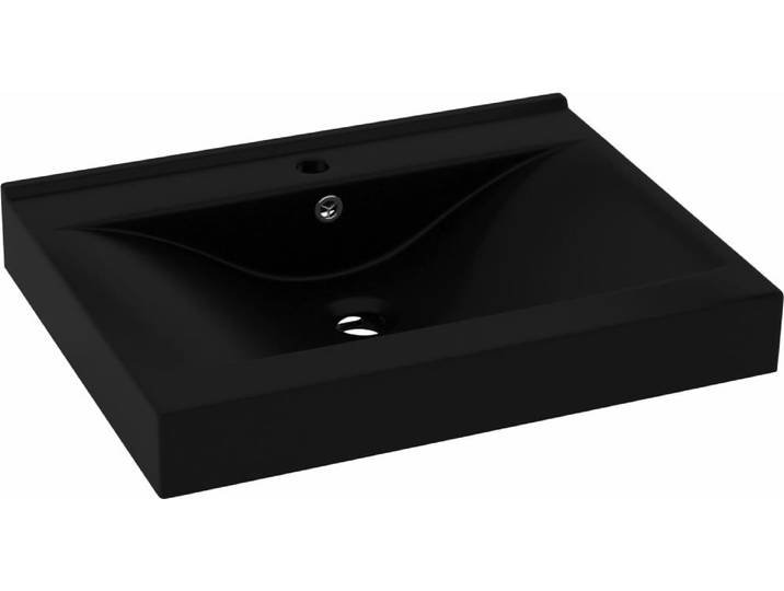 vidaXL Lavabo de luxe avec trou de robinetterie noir mat 60x46 cm Céramique