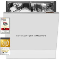 Exquisit Geschirrspüler EGSP6012-E-030E silber | Spülmaschine 60 cm | ECO-Modus | Maßgedecke: 12 | Vollintegriert