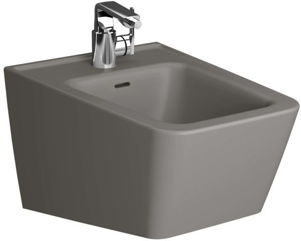 VitrA Equal Wand-Bidet 7246B476-0288 39,5x54cm, Hahnloch mittig/Überlaufschlitz, steingrau matt VC