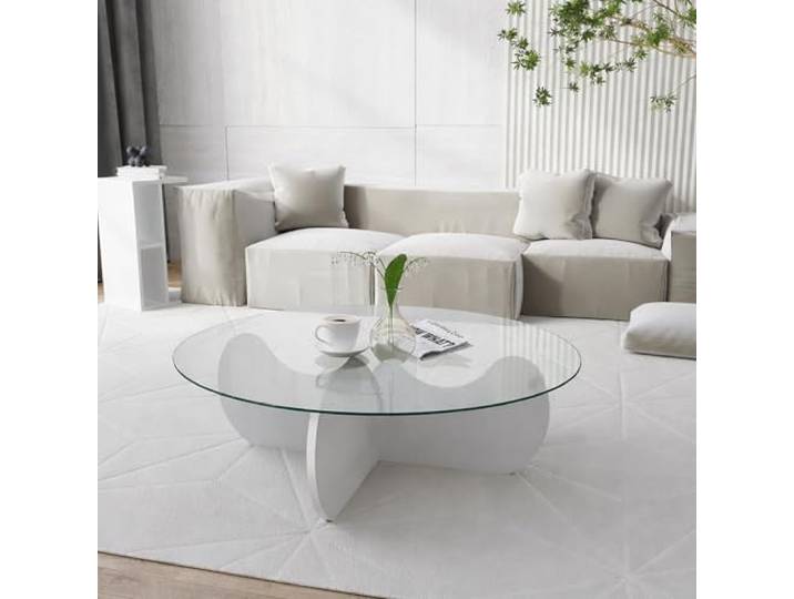 Dmora Couchtisch Enif 90x90x30h cm Weiß Rauchoptik