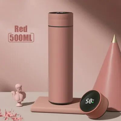 Perfect Picks Market Temperature Display Insulated Stainless Steel Thermos Bottle Outdoor Vacuum Cup For Men & Father Day Gift red