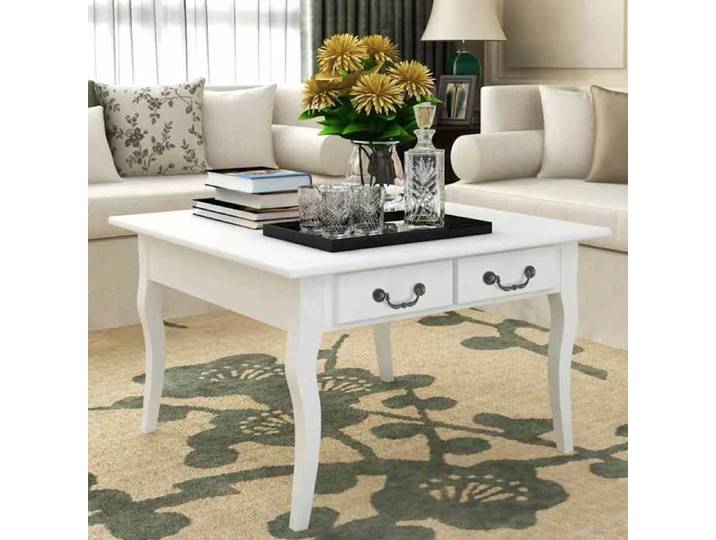 Meuble Table - HAOSHOP - Table basse avec 4 tiroirs Blanc &01_15280