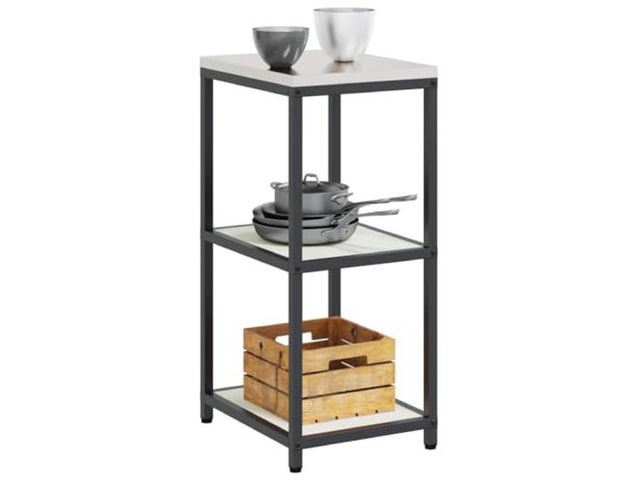 KTHLBRH HATTEM Küchenunterschrank weiß Stahl 40 x 50 x 92 cm Stabiles Stahlgestell, Plattenregale, modernes Design, einfache Montage, geeignet für den Außenbereich