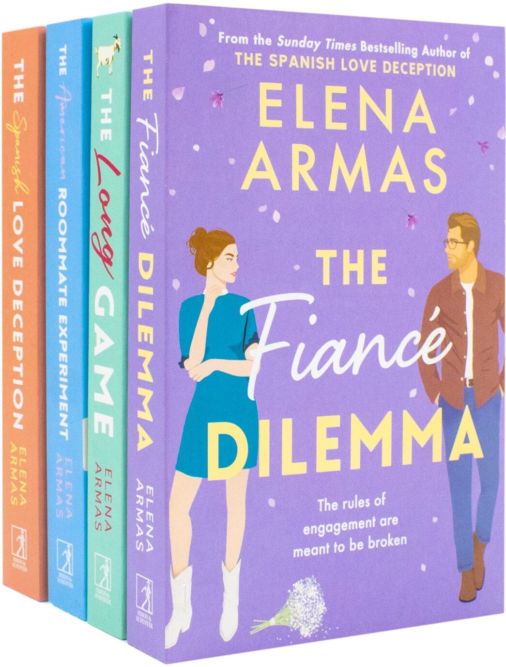 Simon & Schuster Elena Armas Collection 4 Books Set (The American Roommate Experiment, The Fiance Dilemma, The Spanish Love Deception & The Long Game)