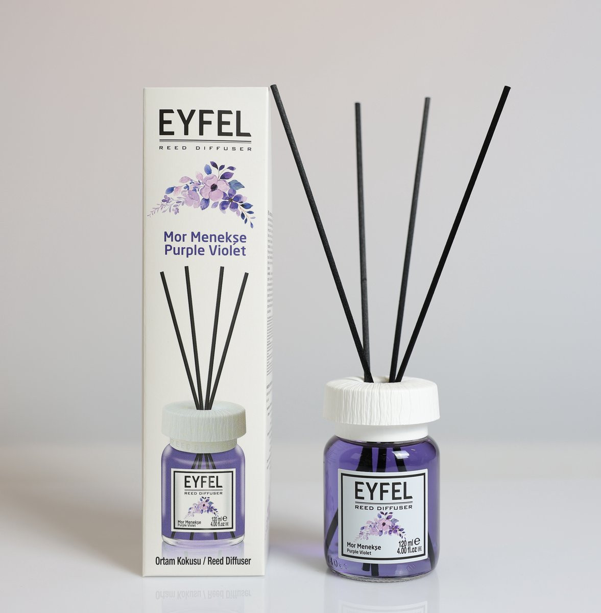 Eyfel Reed Diffuser met geurstokjes - Huisparfum Purple Violet - 120 ml