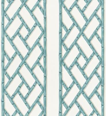 Society Social x WallPops Bamboo Trellis Turquoise Peel and Stick Wallpaper