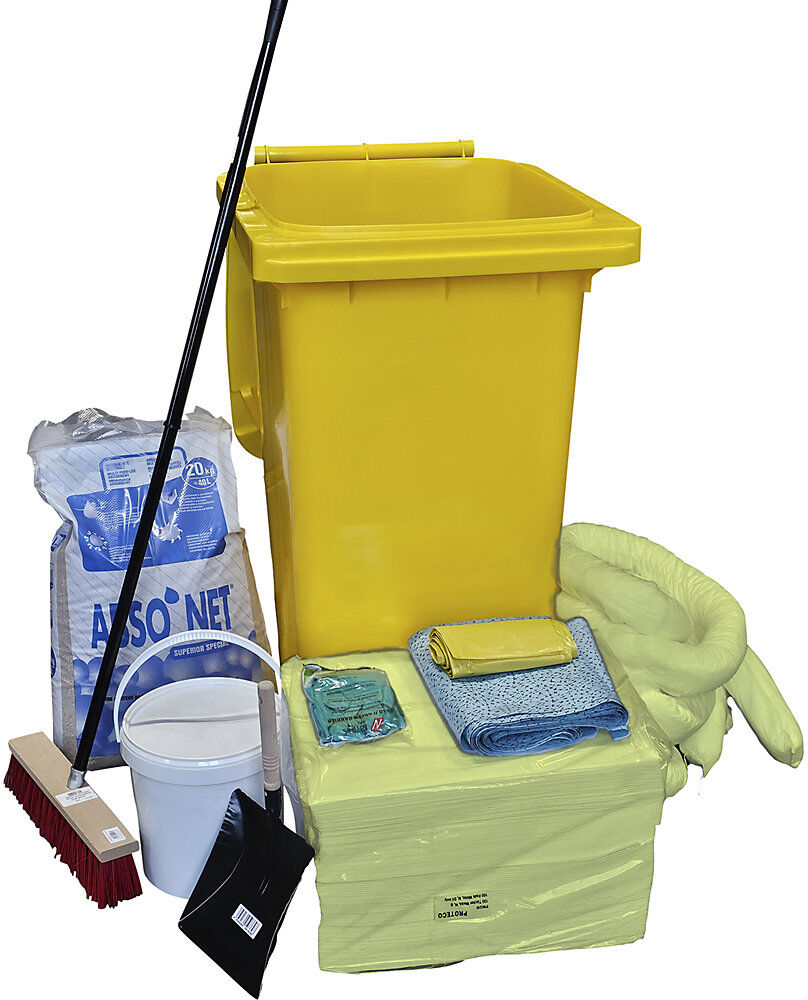Leckage-Notfallset, in Kunststoff-Tonne, Bindung 200 Liter, Ausführung Chemikalien eurokraft basic