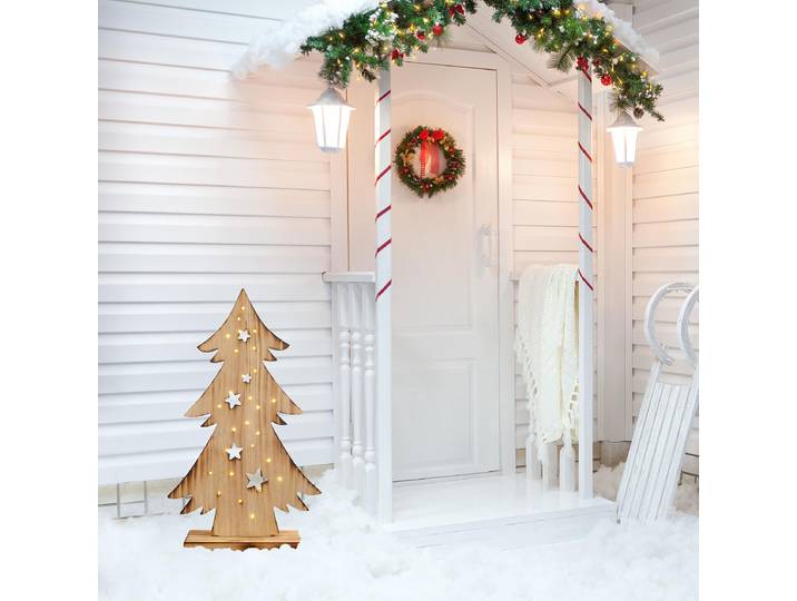 Sapin de Noël en bois LED Enno 29 x 47cm Marron