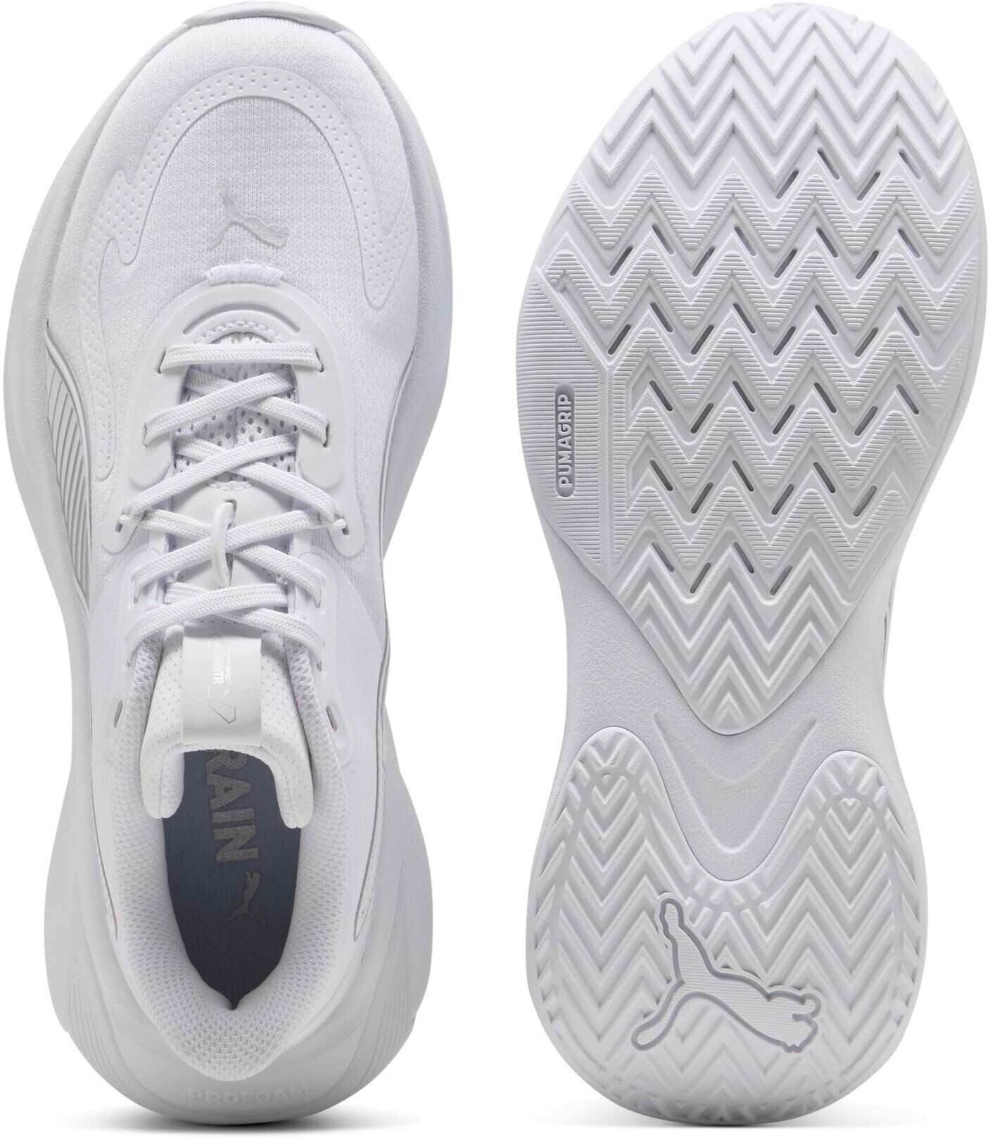 Trainingsschuh PUMA "PWR HYBRID TR WNS", Damen, Gr. 42, Textil, weiss (puma weiß, puma silber), Schuhe Trainingsschuh, mit PROFOAM-Dämpfung für Hybrid Training puma weiß, puma silber 42, Textil