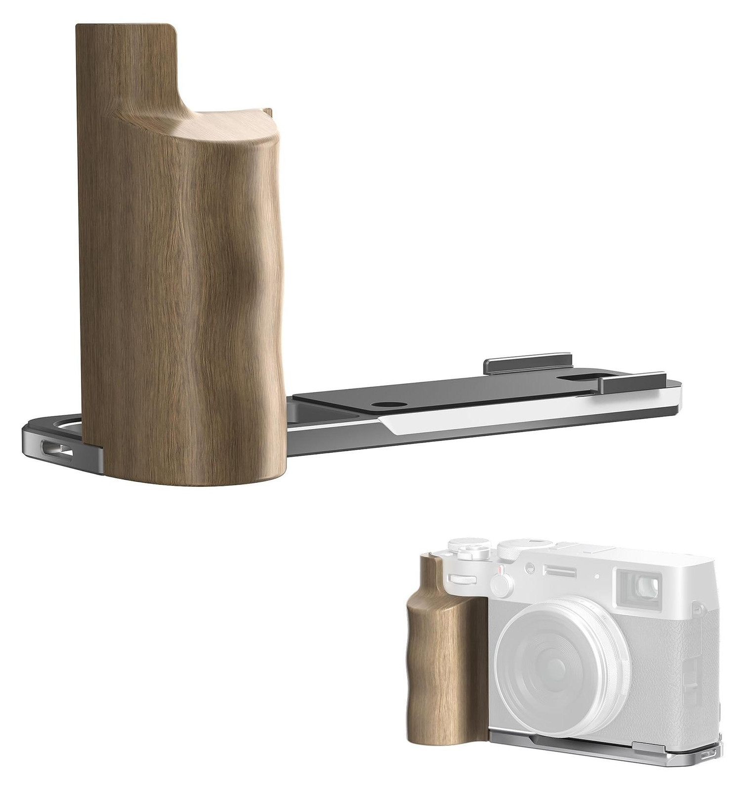 Merkloze Houten L-Bracket Handheld Grip met Quick Release Plate voor Fuji X100VI