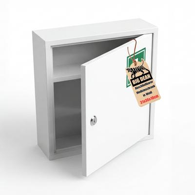 BigDean Medizinschrank aus Stahl abschließbar mit 2 Schlüsseln 36x31,5x10cm HXBXT
