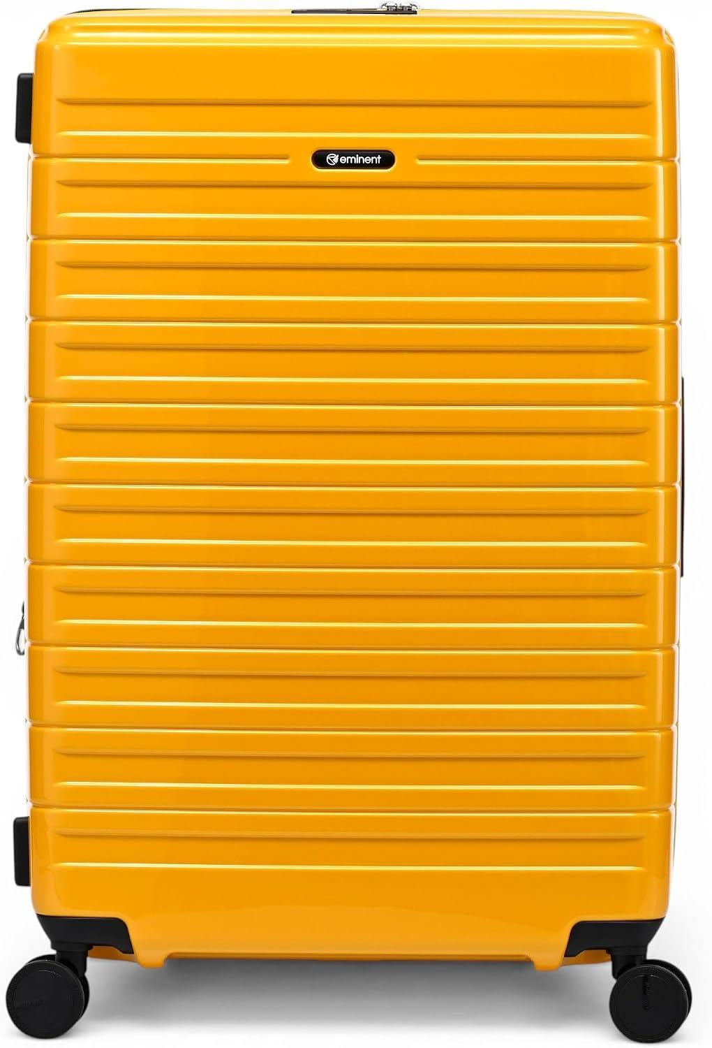 Großer, robuster Trolleykoffer in Gelb, 77 x 51 x 30 cm, mit Erweiterungsfunktion und Reißverschluss