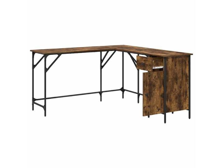 Bureau Informatique - Meuble de Bureau pour Ordinateur - bois d'ingénierie - chêne fumé - style industriel - bureau compact - 141x14