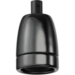ledscom.de E27 Fassung, Porzellan, schwarz, 230V AC, max. 300W
