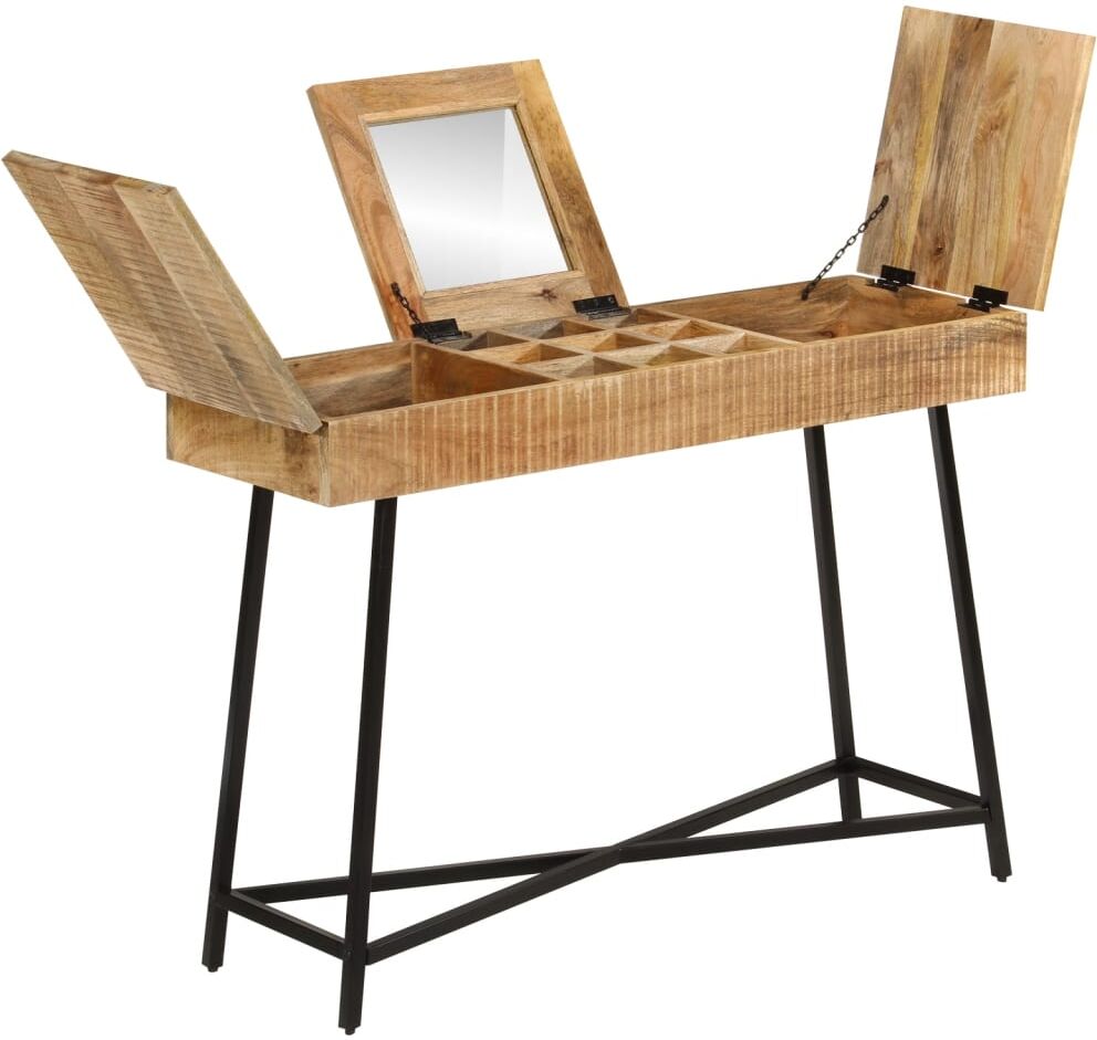 vidaXL Coiffeuse 105x35x75 cm bois de manguier massif brut et fer