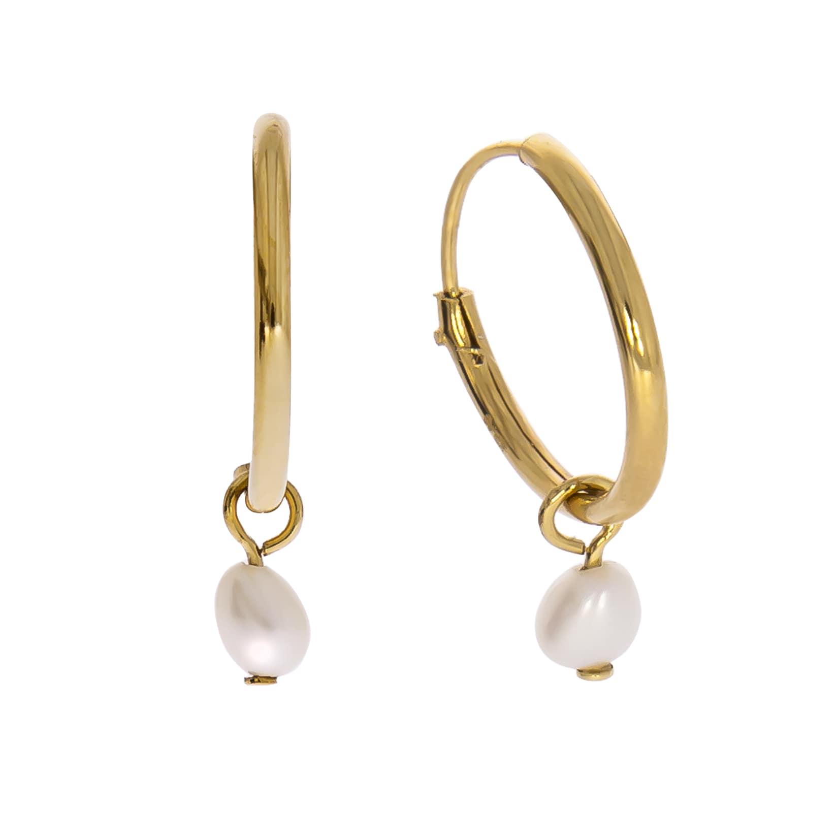 Zeeme Pearls Ohrringe Silber 925 vergoldet mit weißen Perlen 3x5mm