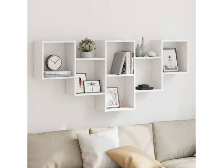 Étagère murale blanc 159x18x66 cm bois d'ingénierie étagère flottante étagère d'exposition murale étagère pour CD 853299