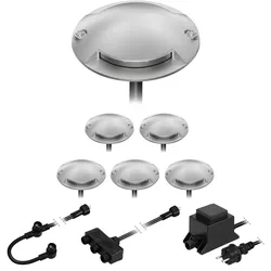 ledscom.de LED Boden-Aufbau-Leuchte Bunda, 2-flammig, für außen, befahrbar, kalt-weiß, 6er Set