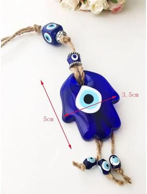 Inspire Select Turkish Evil Eye Macrame Wall Hanging Nazar Protection Charm Rearview Mirror & Home Decor style 22 1 Pc